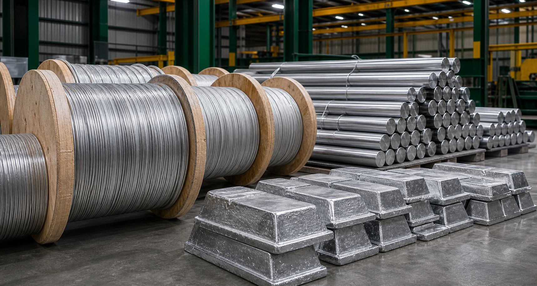 Aluminium conductor reels, rods and cast aluminium blocks