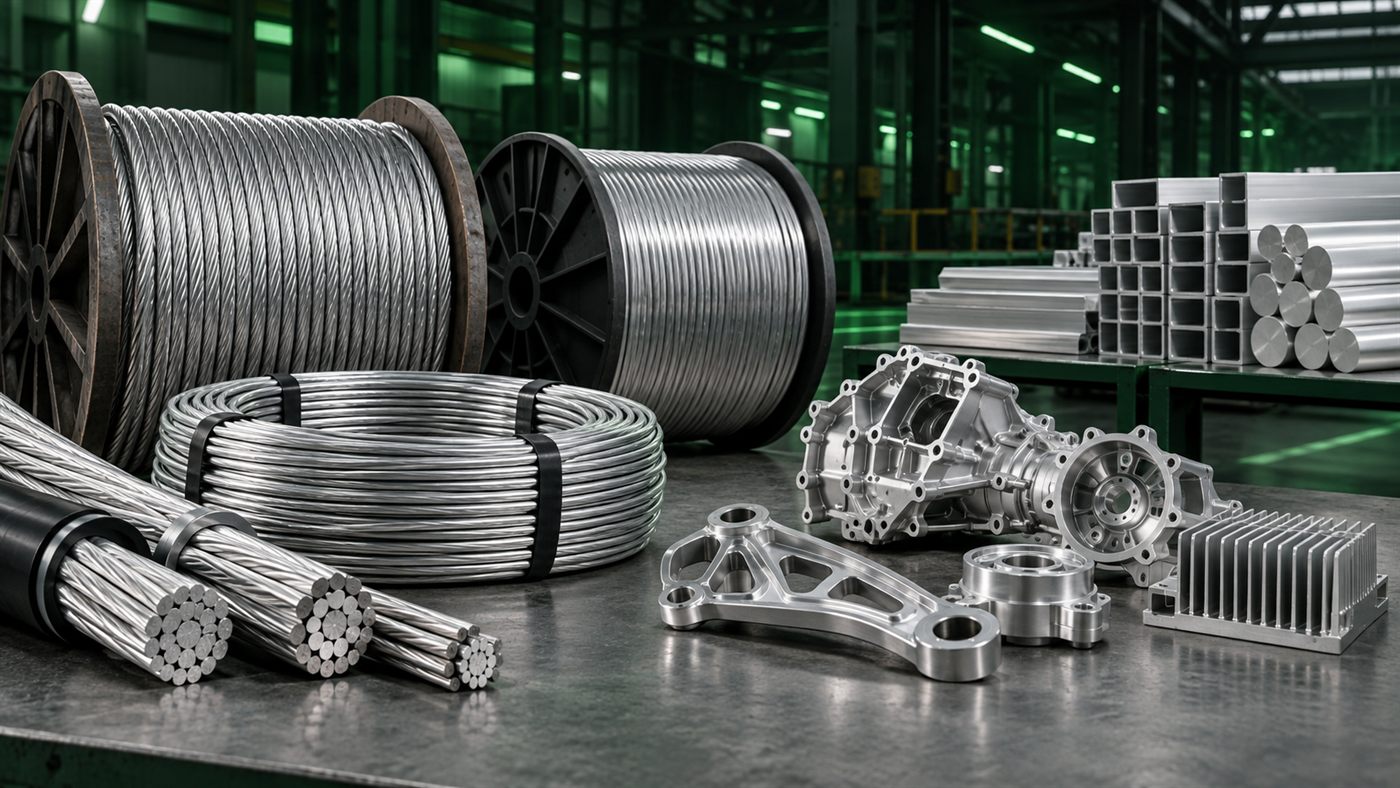 Aluminium wires, cables and industrial auto parts
